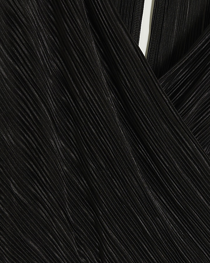 Black plisse wrap jumpsuit