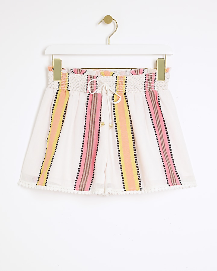 White stripe beach shorts