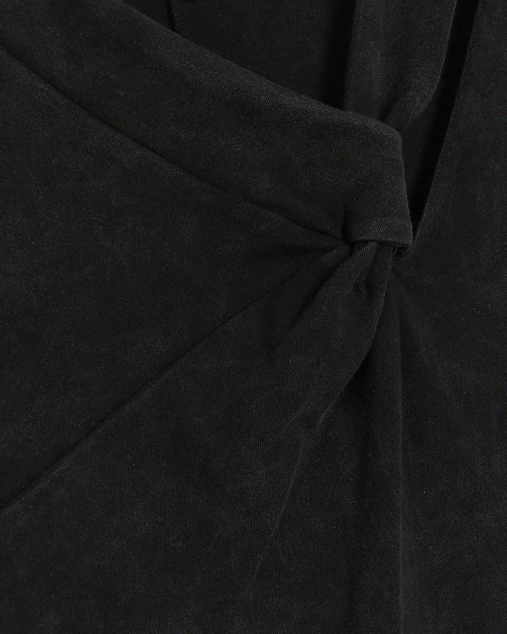 Grey knot detail bodycon maxi dress