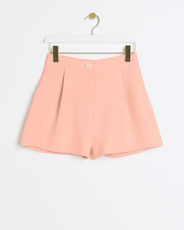 Coral high waisted smart shorts