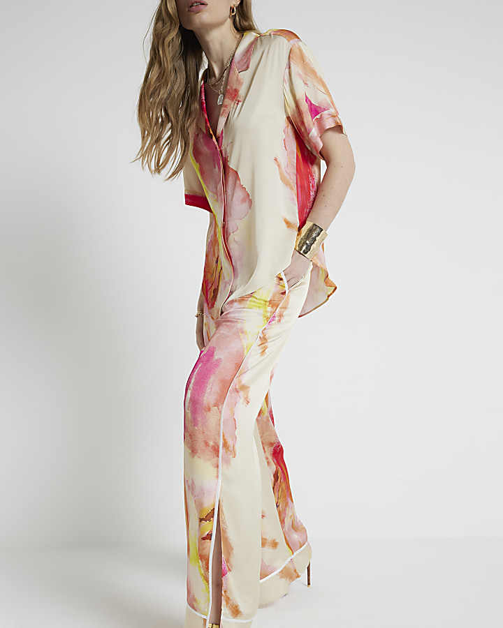 RI Studio Pink abstract print trousers
