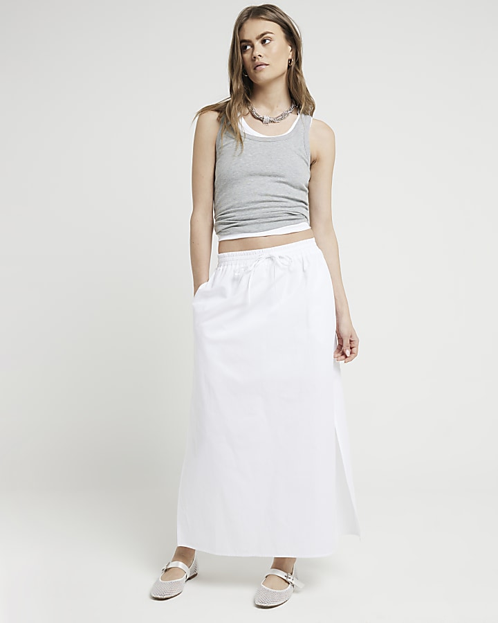 White tie waist maxi skirt