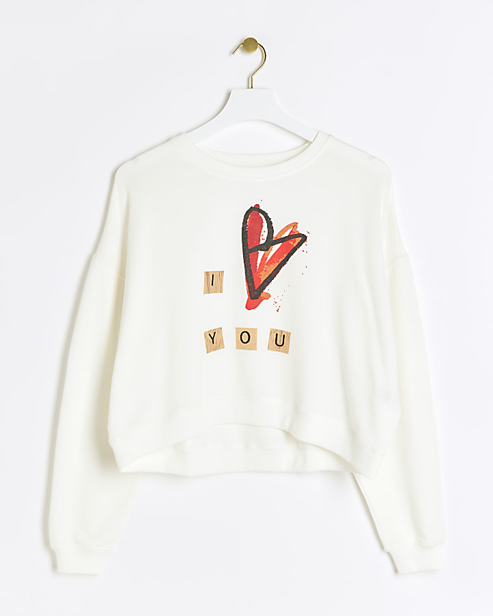 White heart graphic sweatshirt