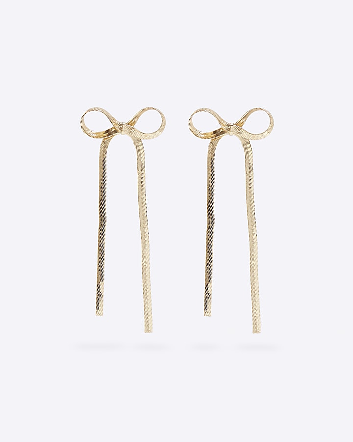 Gold Sleek Bow Earrings