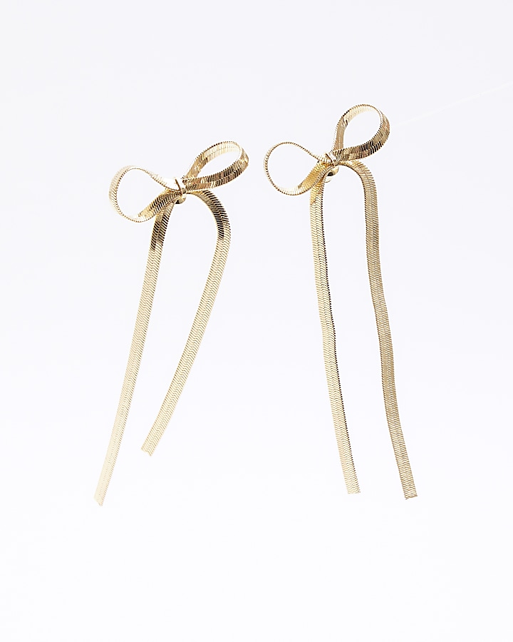 Gold Sleek Bow Earrings