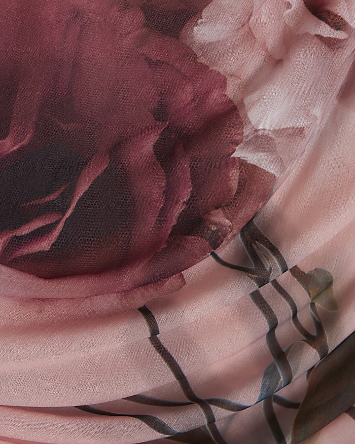 Pink chiffon floral long sleeve top