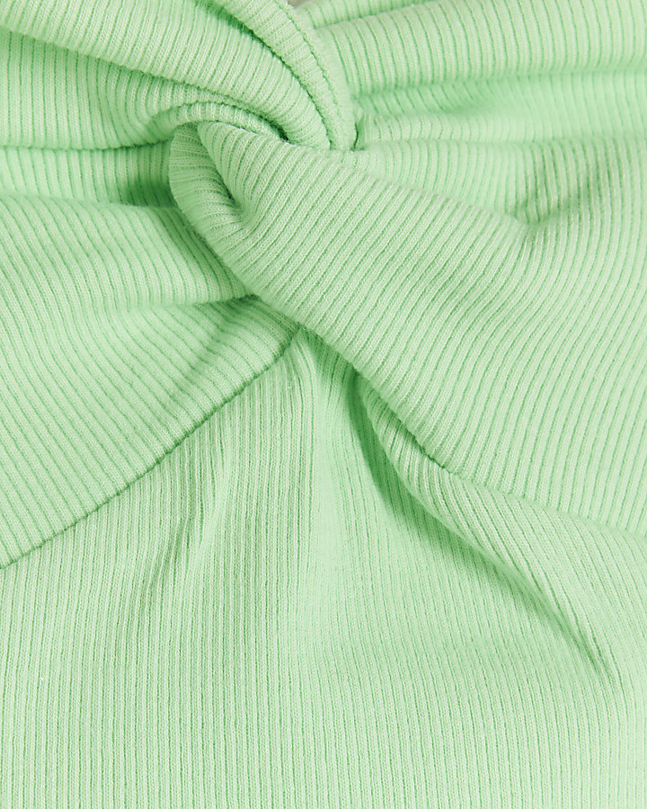 Green front knot bandeau top