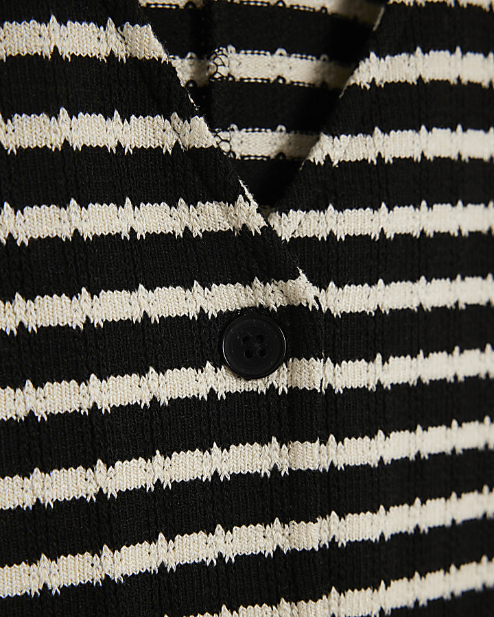 Black Textured Stripe Waistcoat