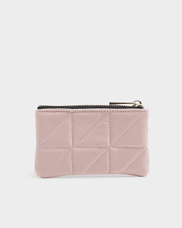 Pink soft quilted pouch purse