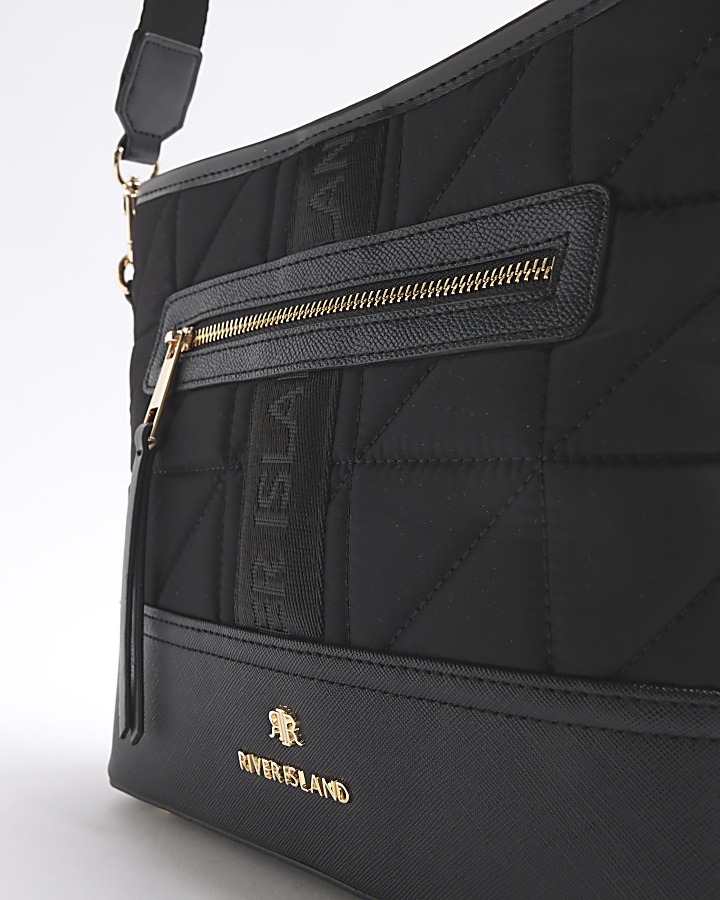 Black quilted webbing cross body bag