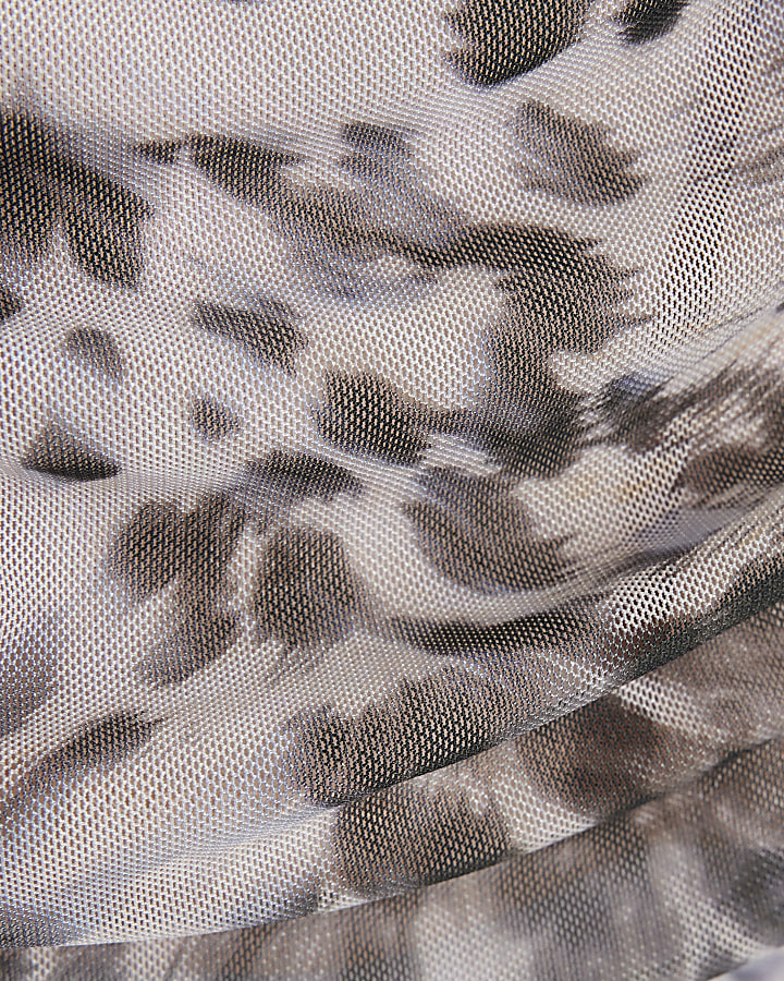 Grey mesh abstract long sleeve top