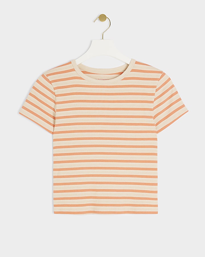 Pink ribbed stripe t-shirt