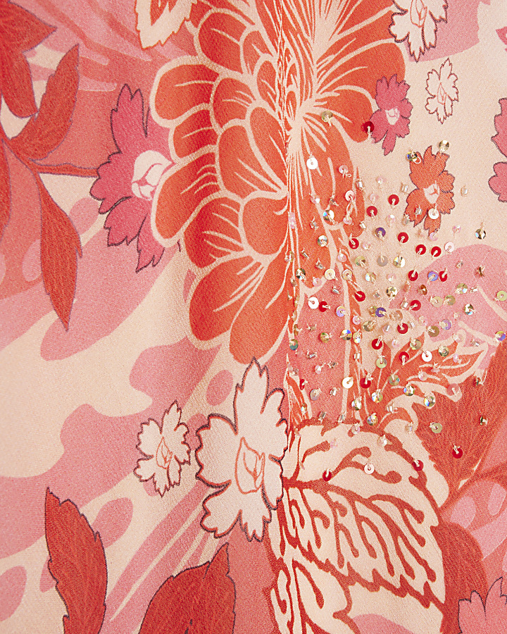 Pink floral slip maxi dress