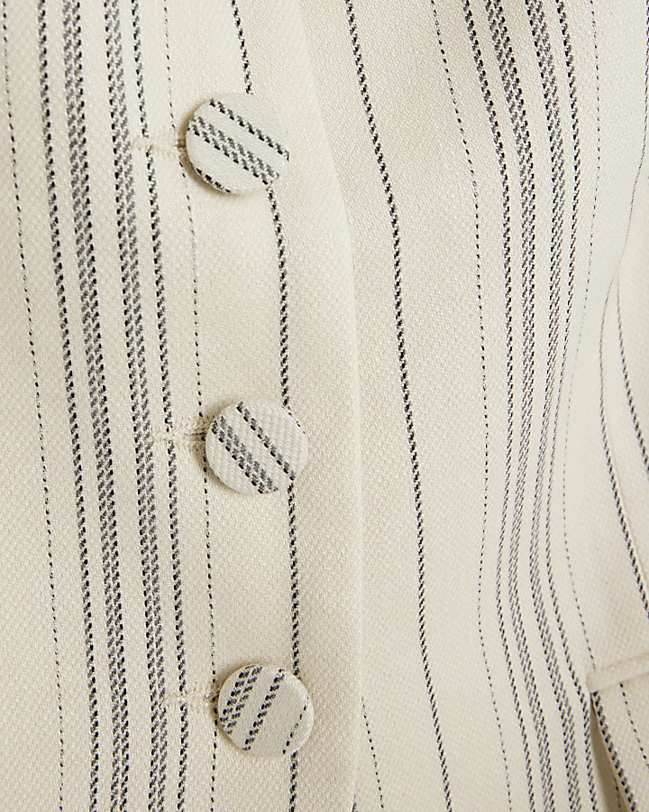 Cream Stripe Longline Waistcoat