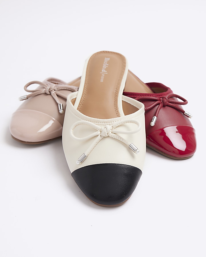 White Bow Mule Ballet Pumps | River Island