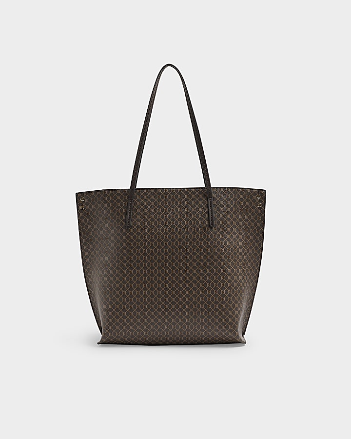 Brown RI monogram shopper bag