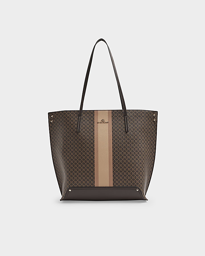 Brown RI monogram shopper bag