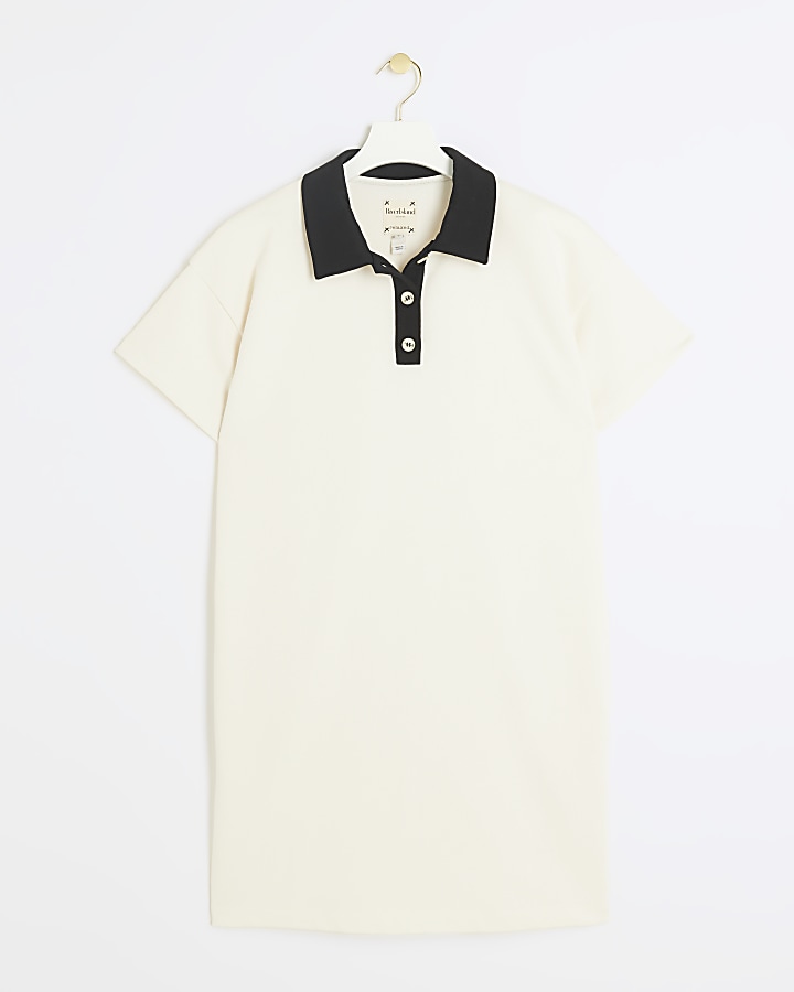 Cream polo t-shirt mini dress