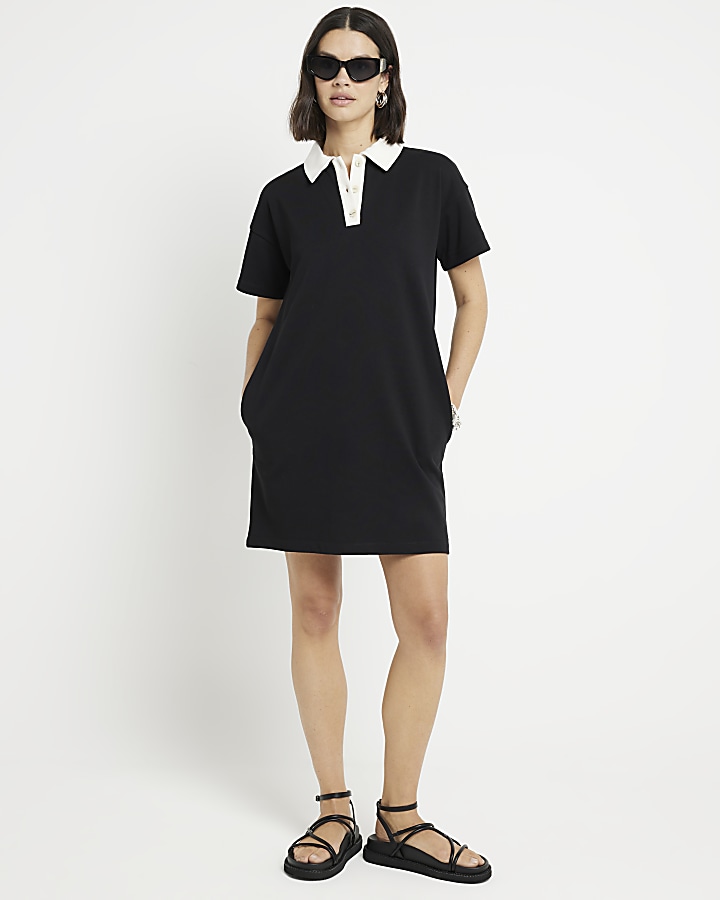 Black Polo T-Shirt Mini Dress