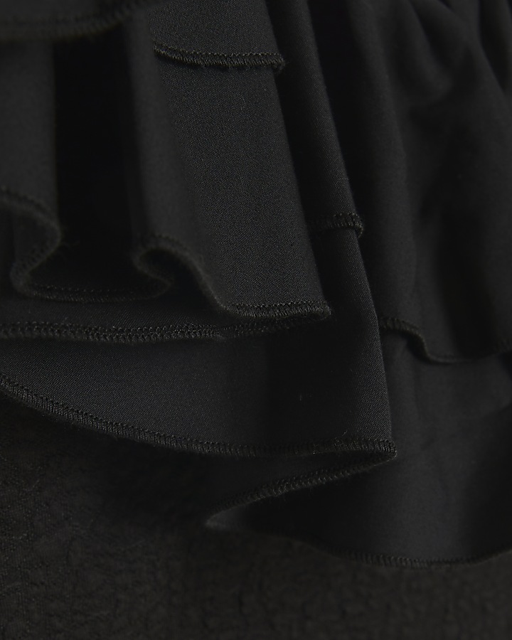 Black textured frill top