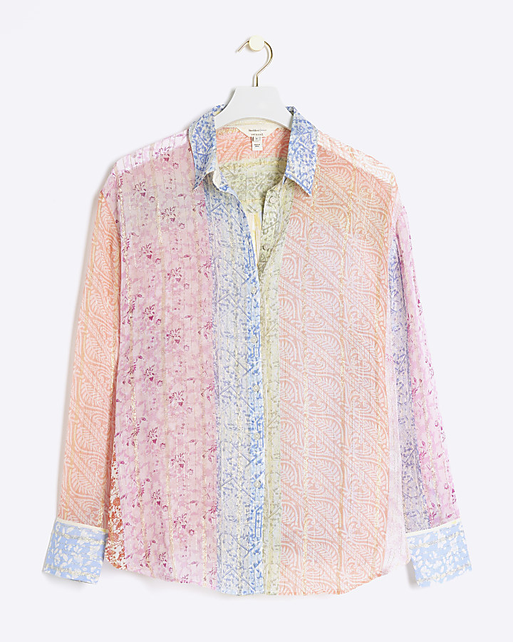 Pink floral print shirt