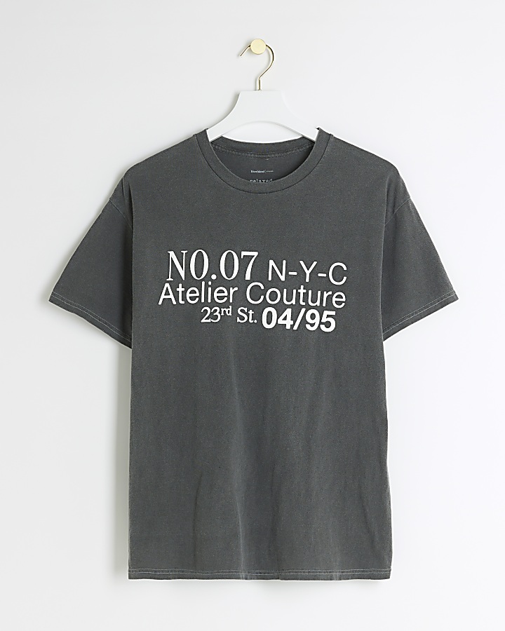 Grey washed graphic t-shirt