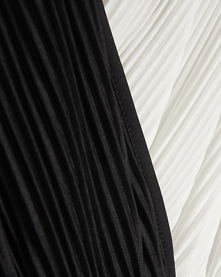 Black plisse belted wrap playsuit