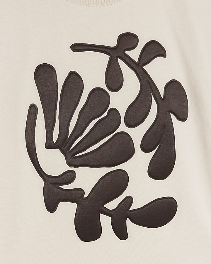 Beige leaf graphic t-shirt