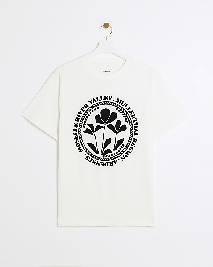 Cream Floral Graphic T-shirt