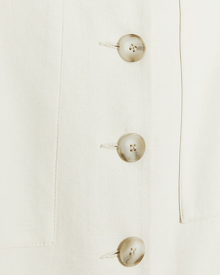 Cream linen blend button up maxi skirt | River Island