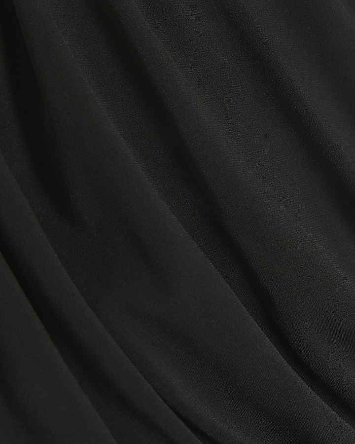 Black Drape Plunge Bodysuit