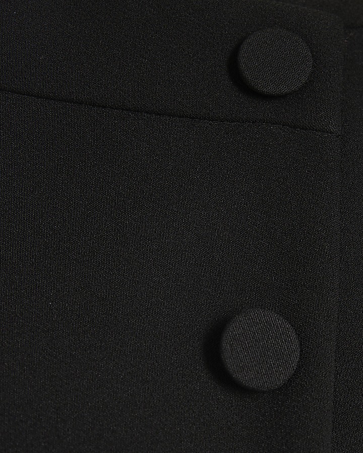 Black tailored wrap mini skort