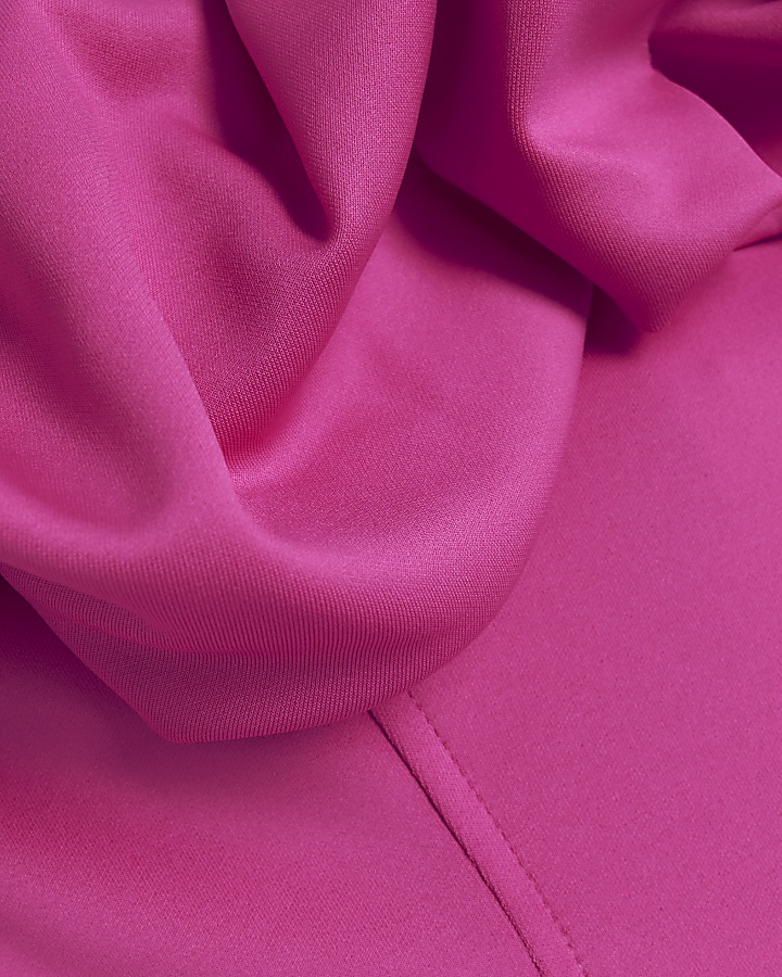 Pink bandeau bodycon midi dress