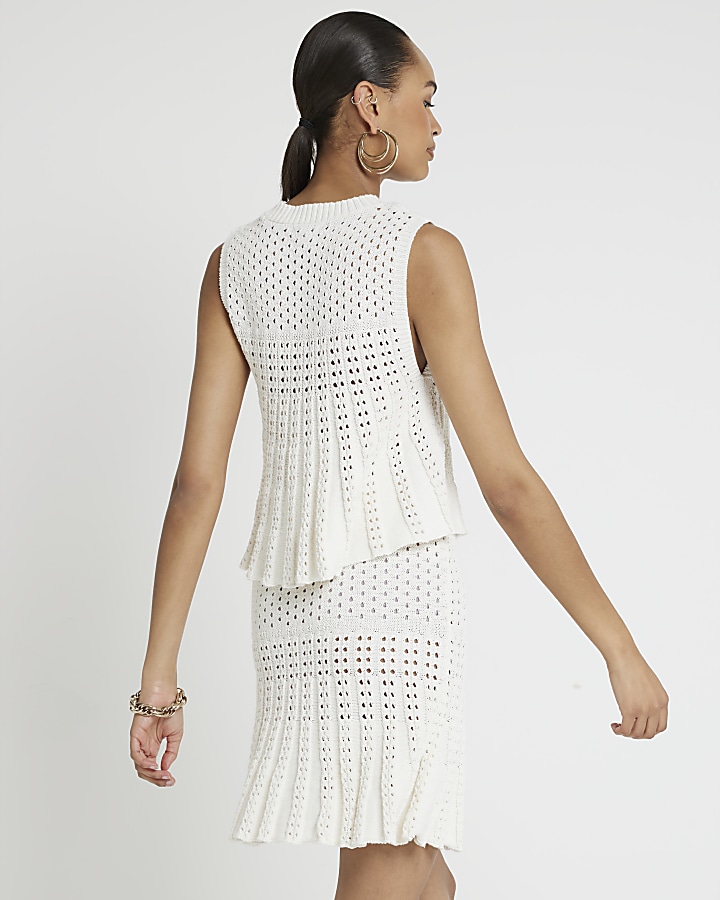 White crochet sleeveless top
