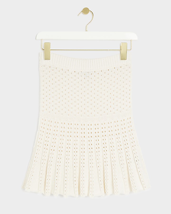 White crochet flip skirt