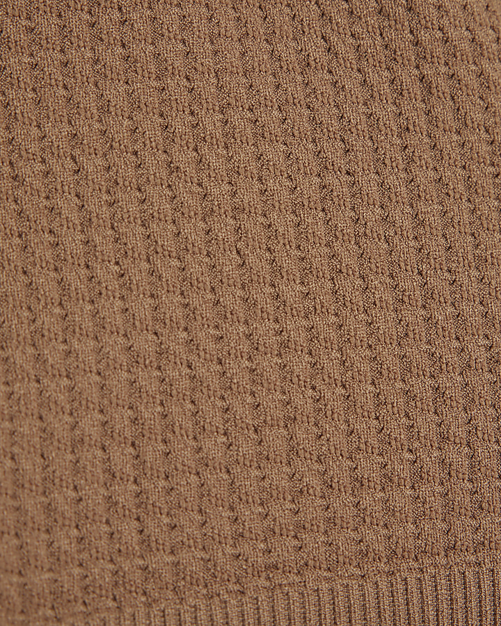 Brown Seamless textured bralette top