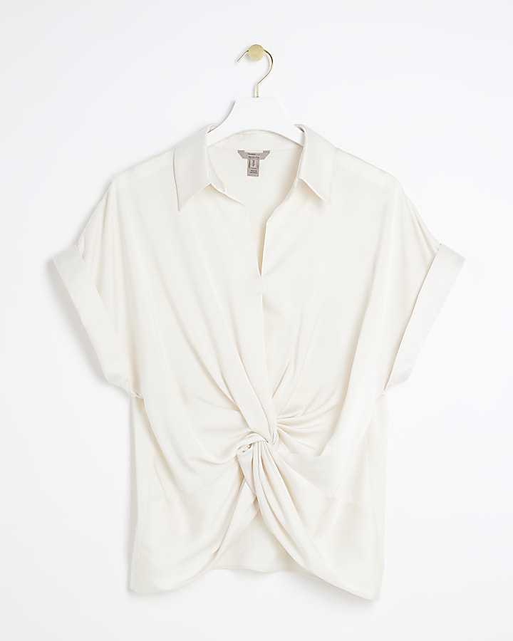 White front knot blouse