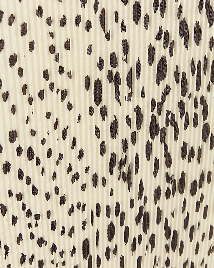 Beige plisse leopard print shift mini dress