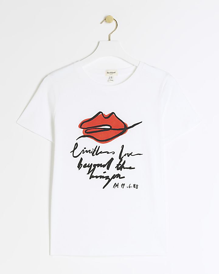 White Lips Print T-shirt