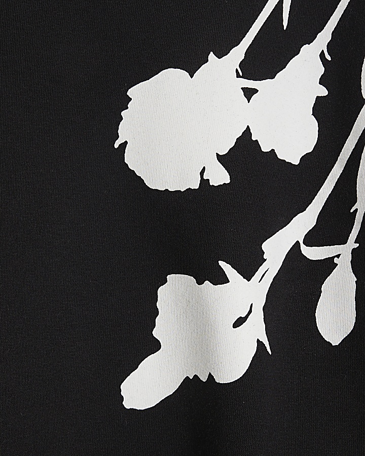 Black floral graphic print sweatshirt