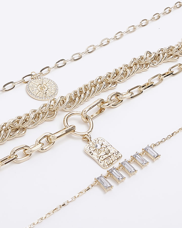 Gold Chunky Chain Multirow Necklace