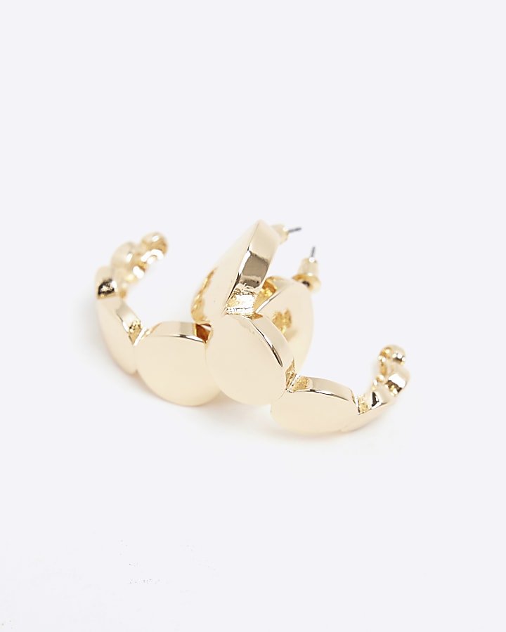 Gold colour bubble hoop earrings