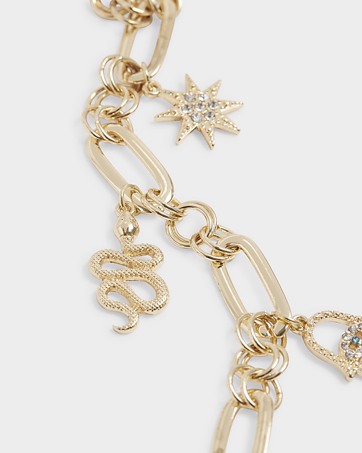 Gold colour charm necklace