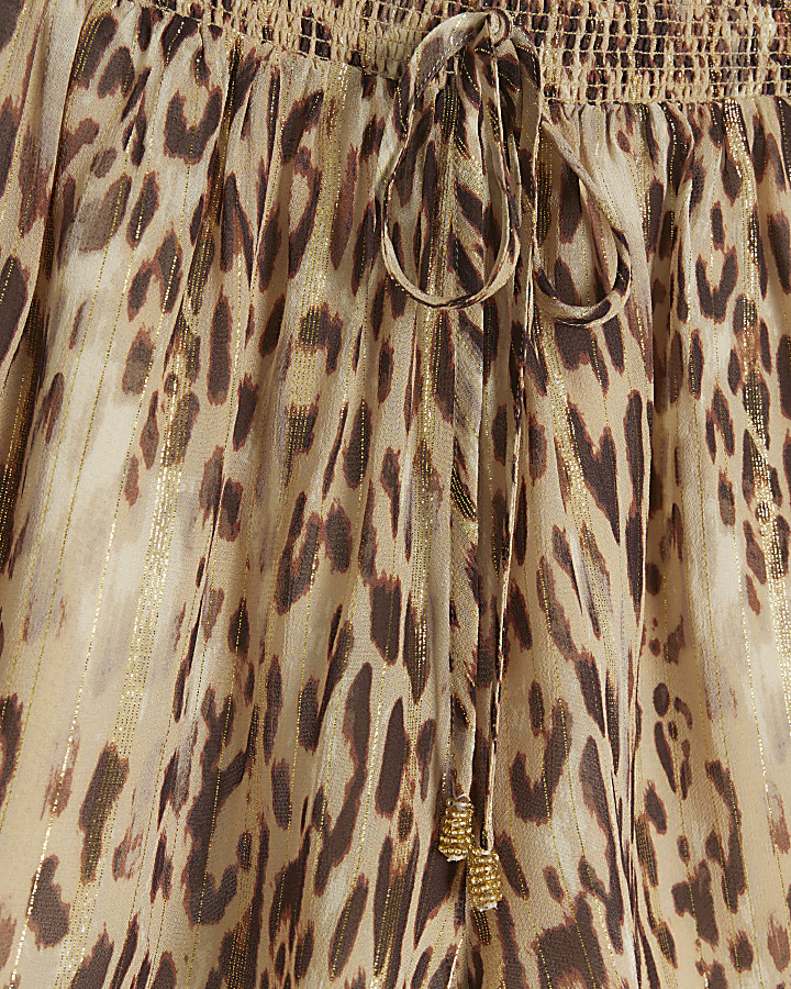 Brown leopard print glitter shorts