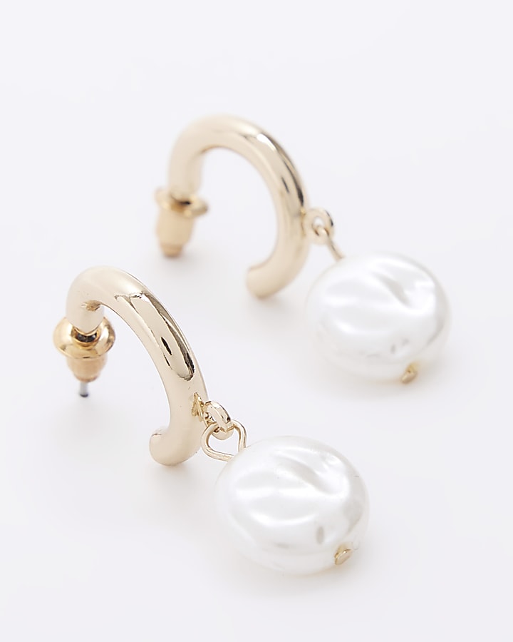 Gold Pearl Mini Hoop Earrings