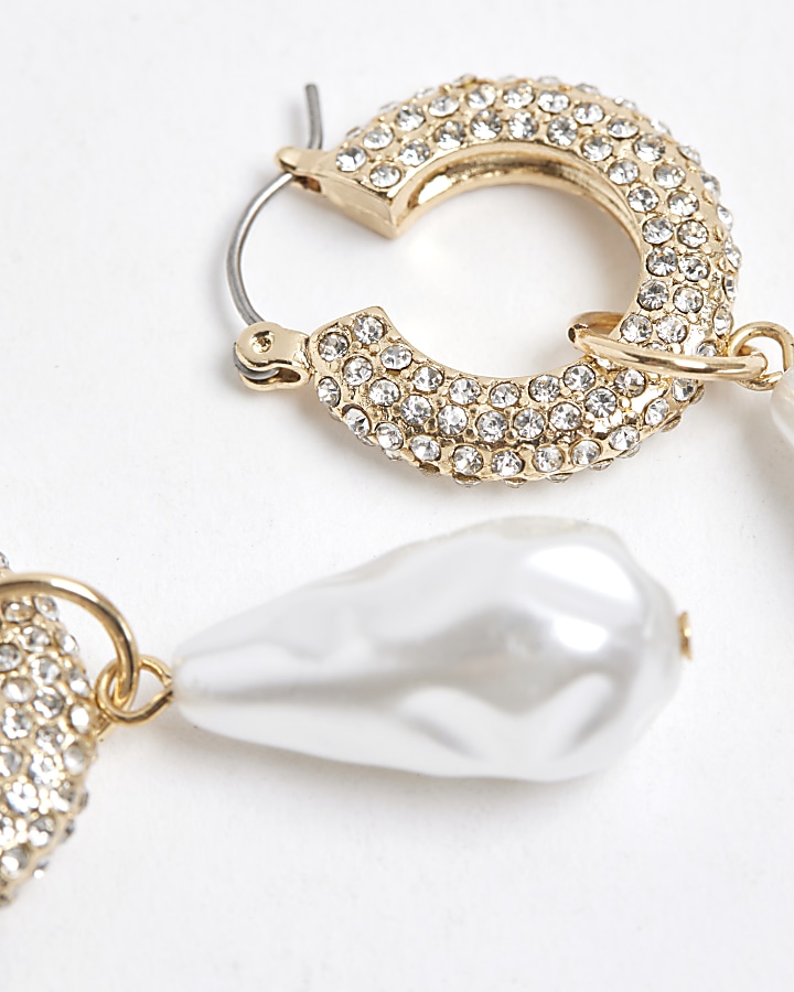 Gold colour pearl drop earrings