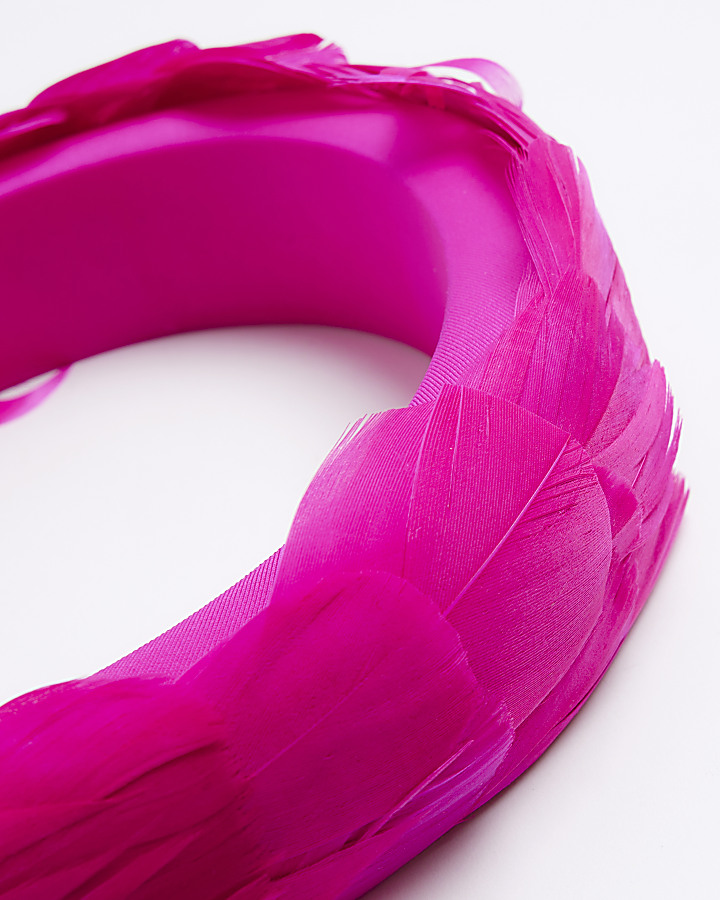 Pink chunky feather detail headband