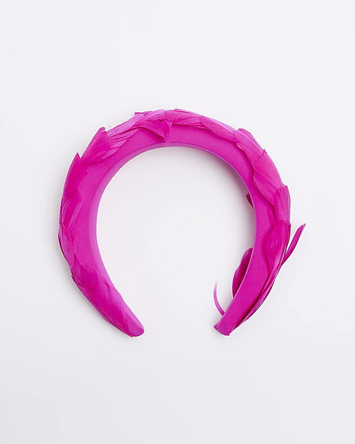 Pink chunky feather detail headband