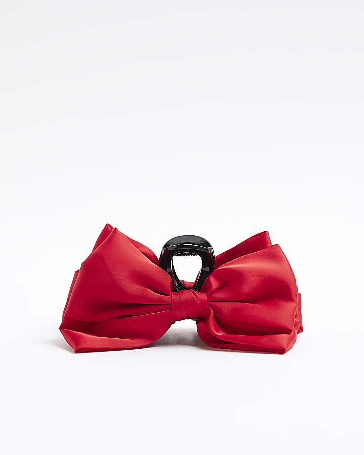 Red Bow Hair Claw Clip
