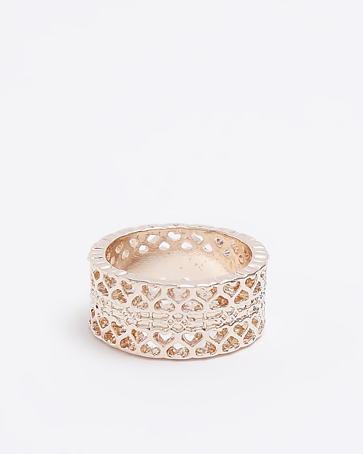 Rose Gold Cut Out Heart Band Ring